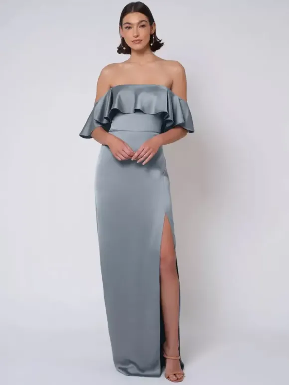 Robe de demoiselle d'honneur en satin robe de bal longue pour mariage