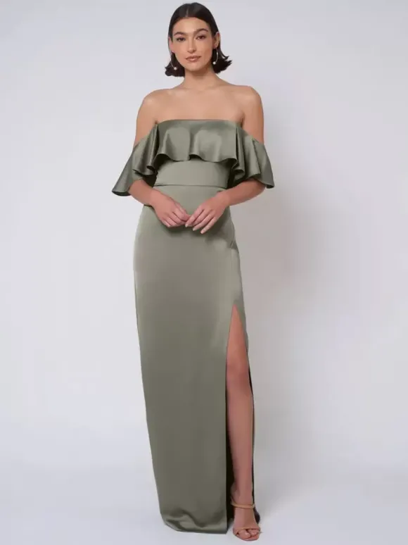 Robe de demoiselle d'honneur en satin robe de bal longue pour mariage