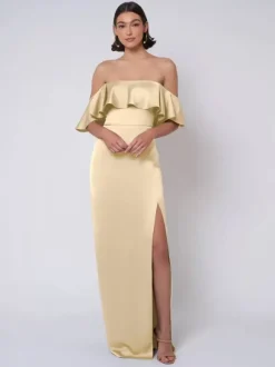Robe de demoiselle d'honneur en satin robe de bal longue pour mariage