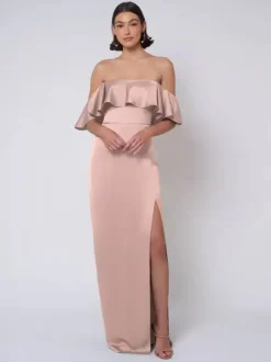 Robe de demoiselle d'honneur en satin robe de bal longue pour mariage