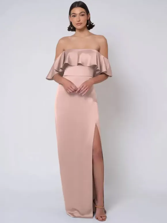 Robe de demoiselle d'honneur en satin robe de bal longue pour mariage