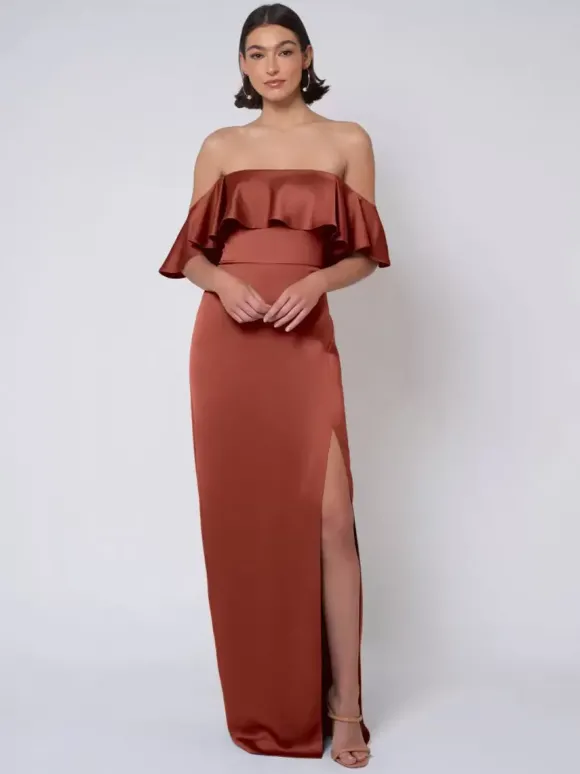 Robe de demoiselle d'honneur en satin robe de bal longue pour mariage