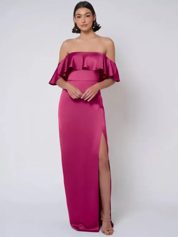 Robe de demoiselle d'honneur en satin robe de bal longue pour mariage