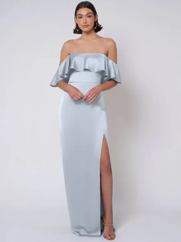 Robe de demoiselle d'honneur en satin robe de bal longue pour mariage