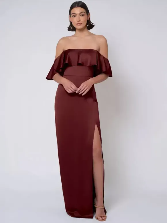Robe de demoiselle d'honneur en satin robe de bal longue pour mariage