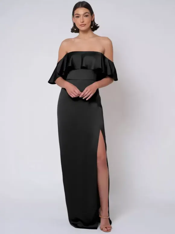 Robe de demoiselle d'honneur en satin robe de bal longue pour mariage