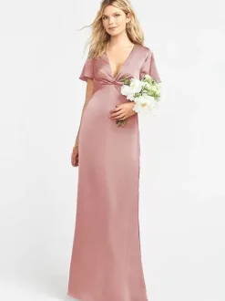Robe de demoiselle d'honneur robe cocktail mariage col V manche courte zip sur dos