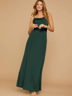 Robe de demoiselle d'honneur en satin à bretelle zip sur dos