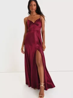 Robe de demoiselle d'honneur bretelles Spaghetti dos ouvert fente haute robes de bal de promo trapèze