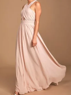 Robe de demoiselle d'honneur robe de cocktail de mariage en chiffon au sol