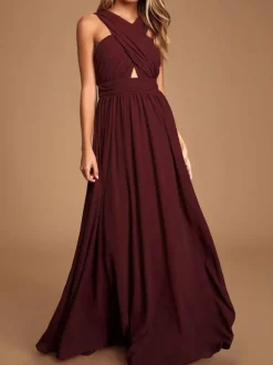 Robe de demoiselle d'honneur robe de cocktail de mariage en chiffon au sol