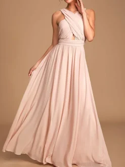Robe de demoiselle d'honneur robe de cocktail de mariage en chiffon au sol