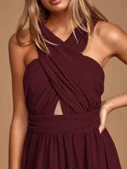 Robe de demoiselle d'honneur robe de cocktail de mariage en chiffon au sol