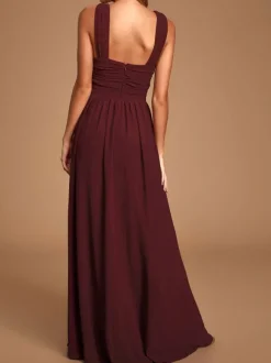 Robe de demoiselle d'honneur robe de cocktail de mariage en chiffon au sol