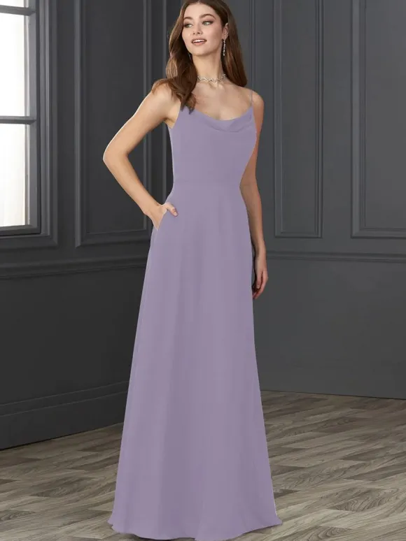 Robe de demoiselle d'honneur en mousseline de soie A-ligne robe de soirée de mariage longueur au sol personnalisation gratuite