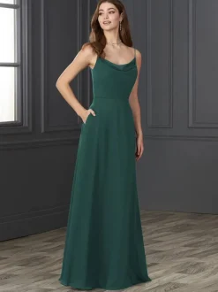 Robe de demoiselle d'honneur en mousseline de soie A-ligne robe de soirée de mariage longueur au sol personnalisation gratuite