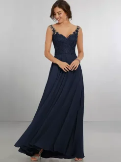 Robe de demoiselle d'honneur en mousseline de soie coupe trapèze longueur au sol robe de soirée de mariage