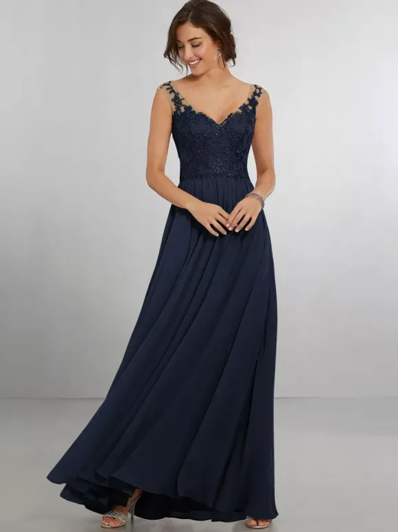 Robe de demoiselle d'honneur en mousseline de soie coupe trapèze longueur au sol robe de soirée de mariage