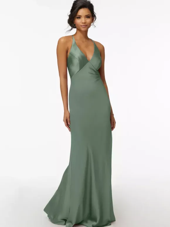 Robe de demoiselle d'honneur gaine longueur au sol fermeture éclair tissu satiné robe de soirée de mariage