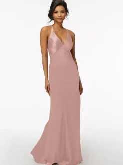Robe de demoiselle d'honneur gaine longueur au sol fermeture éclair tissu satiné robe de soirée de mariage