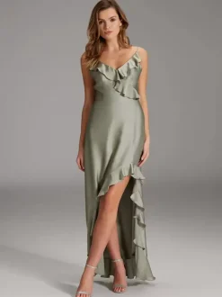 Robe de demoiselle d'honneur sirène longueur au sol fermeture éclair élastique en soie comme Satin robe de soirée de mariage