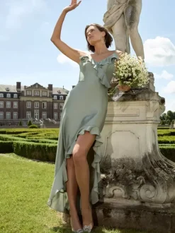 Robe de demoiselle d'honneur sirène longueur au sol fermeture éclair élastique en soie comme Satin robe de soirée de mariage