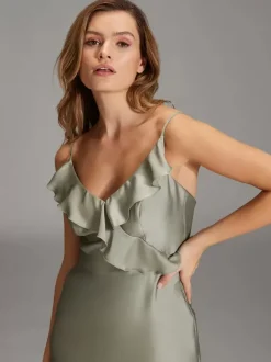 Robe de demoiselle d'honneur sirène longueur au sol fermeture éclair élastique en soie comme Satin robe de soirée de mariage