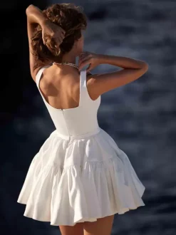 Robe de mariée courte mini col carré sans manches robe de mariée courte