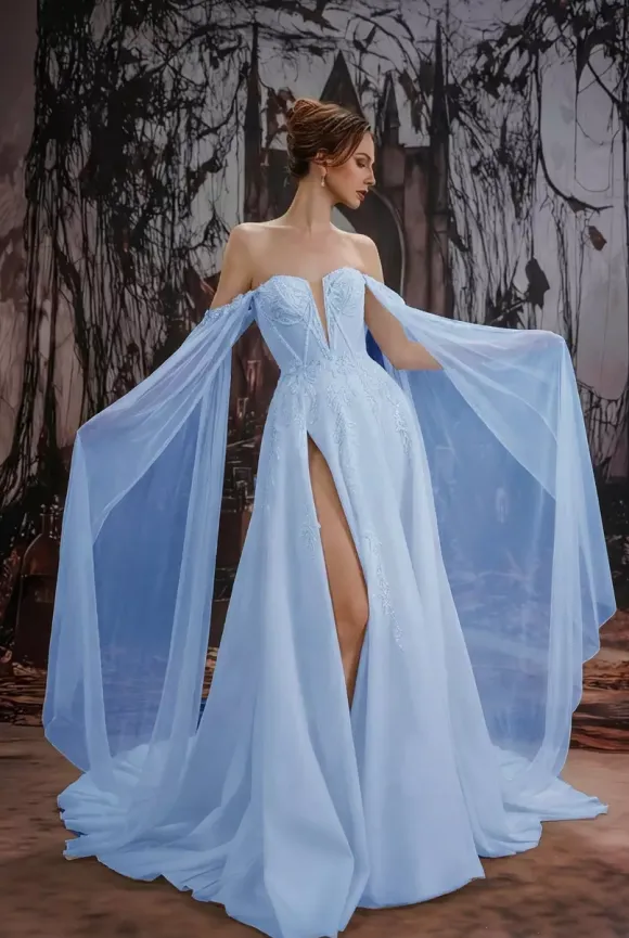 Robe de mariée gothique noire en dentelle coupe trapèze manches longues taille naturelle à volants et traîne