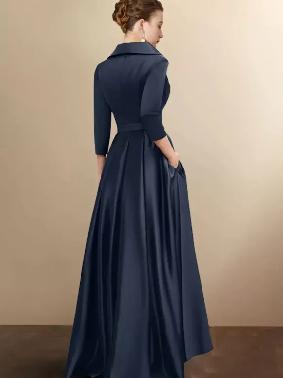 Robe de mariée mère 2026 manches 3/4 A-ligne ceinture robes d'invité de mariage personnalisation gratuite