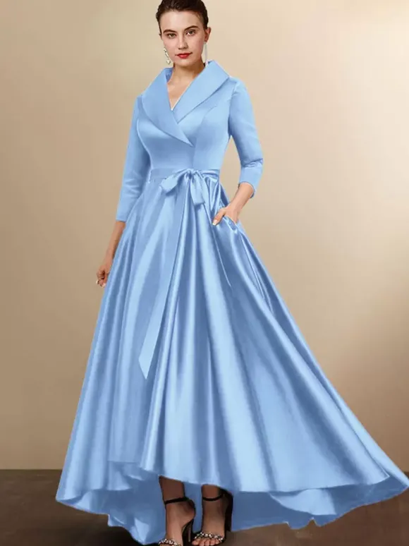 Robe de mariée mère 2026 manches 3/4 A-ligne ceinture robes d'invité de mariage personnalisation gratuite