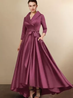 Robe de mariée mère 2026 manches 3/4 A-ligne ceinture robes d'invité de mariage personnalisation gratuite