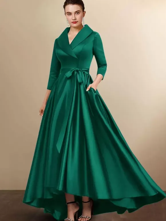 Robe de mariée mère 2026 manches 3/4 A-ligne ceinture robes d'invité de mariage personnalisation gratuite