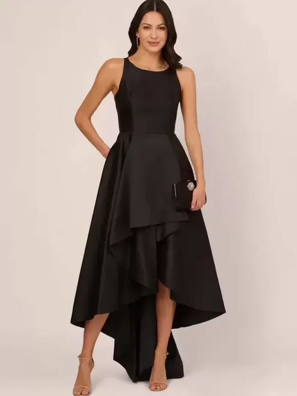 Robe de mariée pour mère col bijou sans manches ligne a volants robes d'invitées de mariage irrégulières