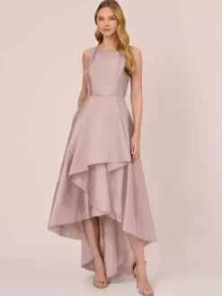 Robe de mariée pour mère col bijou sans manches ligne a volants robes d'invitées de mariage irrégulières