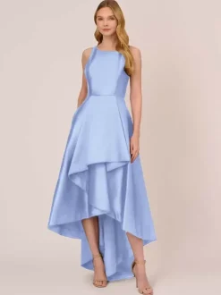 Robe de mariée pour mère col bijou sans manches ligne a volants robes d'invitées de mariage irrégulières