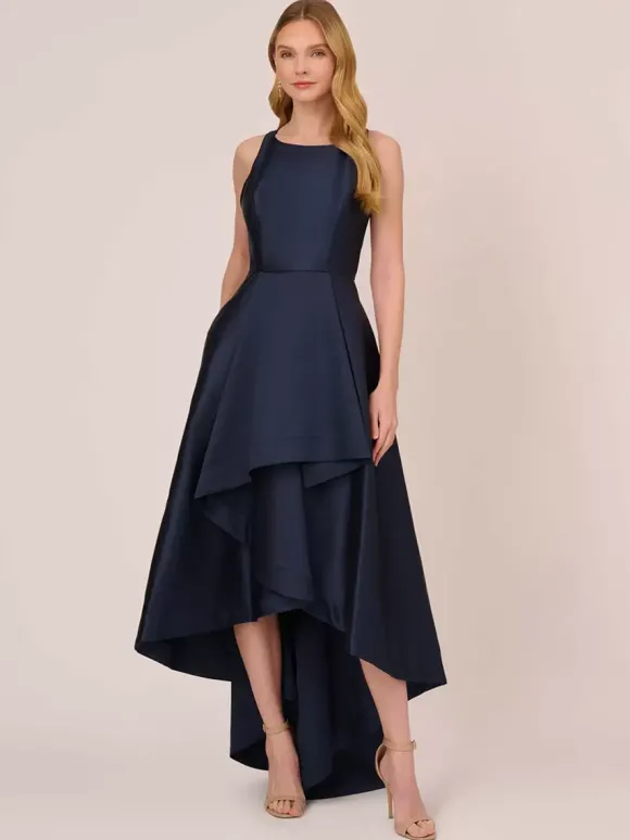 Robe de mariée pour mère col bijou sans manches ligne a volants robes d'invitées de mariage irrégulières