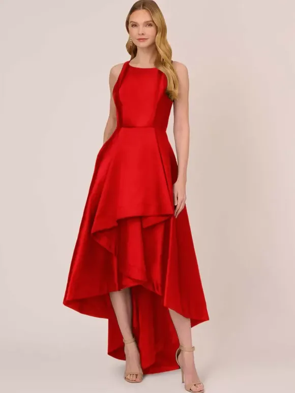 Robe de mariée pour mère col bijou sans manches ligne a volants robes d'invitées de mariage irrégulières