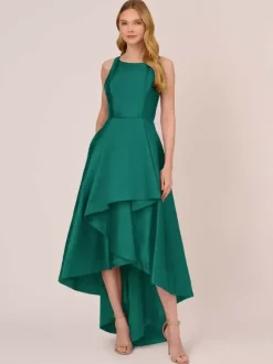 Robe de mariée pour mère col bijou sans manches ligne a volants robes d'invitées de mariage irrégulières