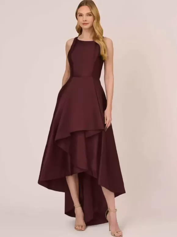 Robe de mariée pour mère col bijou sans manches ligne a volants robes d'invitées de mariage irrégulières