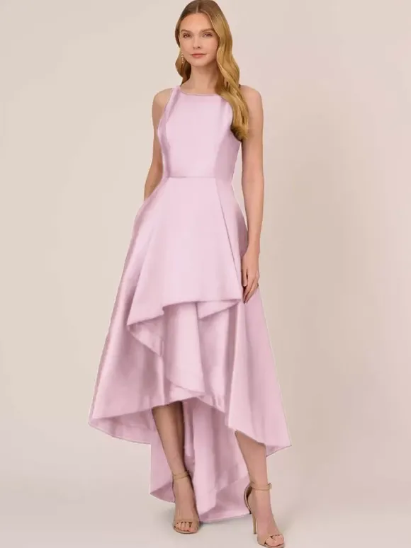 Robe de mariée pour mère col bijou sans manches ligne a volants robes d'invitées de mariage irrégulières