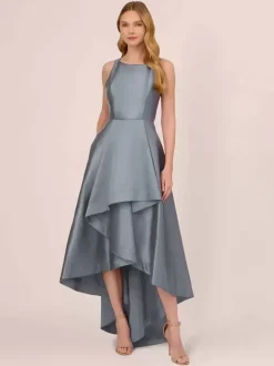 Robe de mariée pour mère col bijou sans manches ligne a volants robes d'invitées de mariage irrégulières