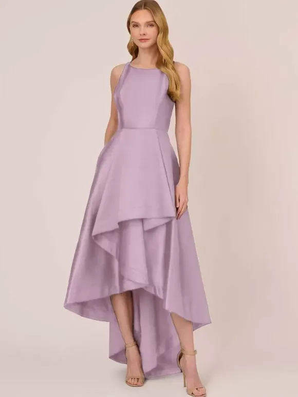 Robe de mariée pour mère col bijou sans manches ligne a volants robes d'invitées de mariage irrégulières