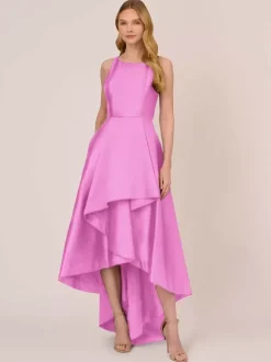 Robe de mariée pour mère col bijou sans manches ligne a volants robes d'invitées de mariage irrégulières