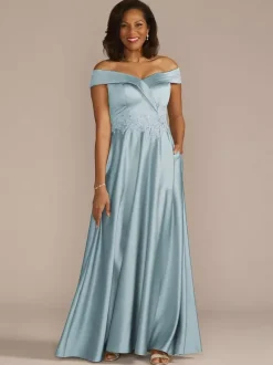 Robe de mariée pour mère col bateau sans manches ligne a embellissement en dentelle robes d'invitées de mariage