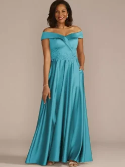 Robe de mariée pour mère col bateau sans manches ligne a embellissement en dentelle robes d'invitées de mariage