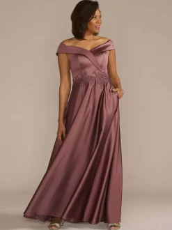Robe de mariée pour mère col bateau sans manches ligne a embellissement en dentelle robes d'invitées de mariage