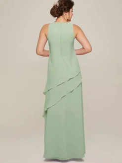 Robe de mariée pour mère col bijou sans manches ligne a volants robes d'invitées de mariage