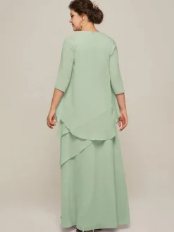 Robe de mariée pour mère col bijou sans manches ligne a volants robes d'invitées de mariage