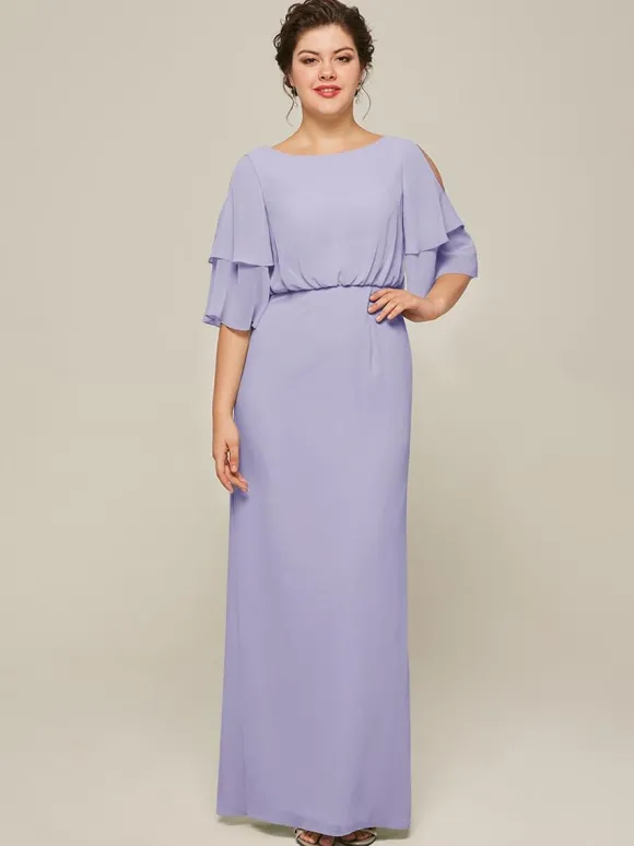 Robe de mariée pour mère col bijou manches courtes ligne a fendue sur le devant robes d'invitées de mariage